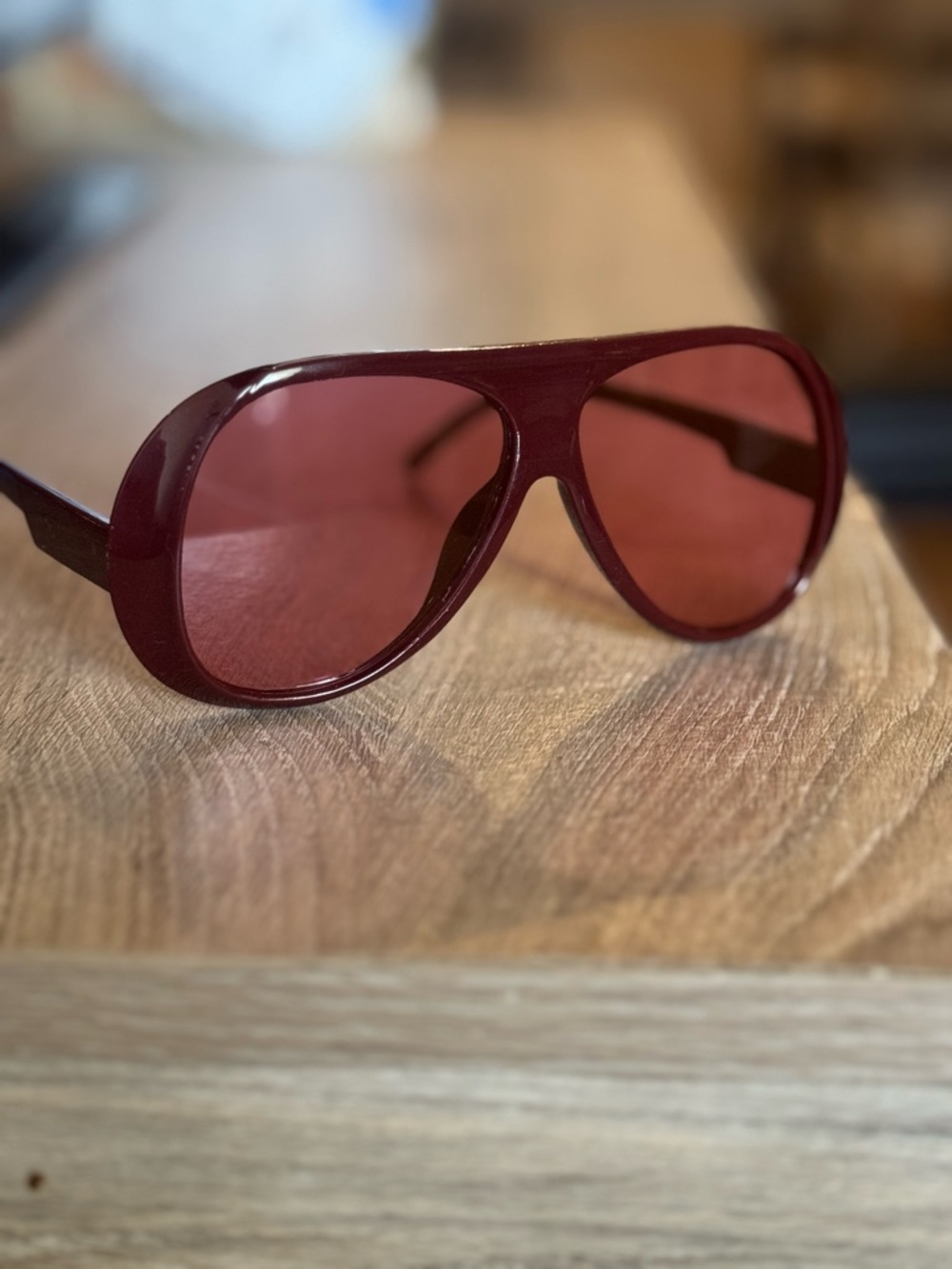 Maroon Aviator Sunglasses with Tinted Lenses
